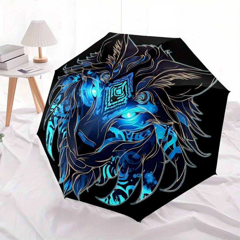 1pc Wolf Head Automatic Open/close Folding Umbrella, Compact Portable Travel Umbrella,Durable Construction Yy250814157