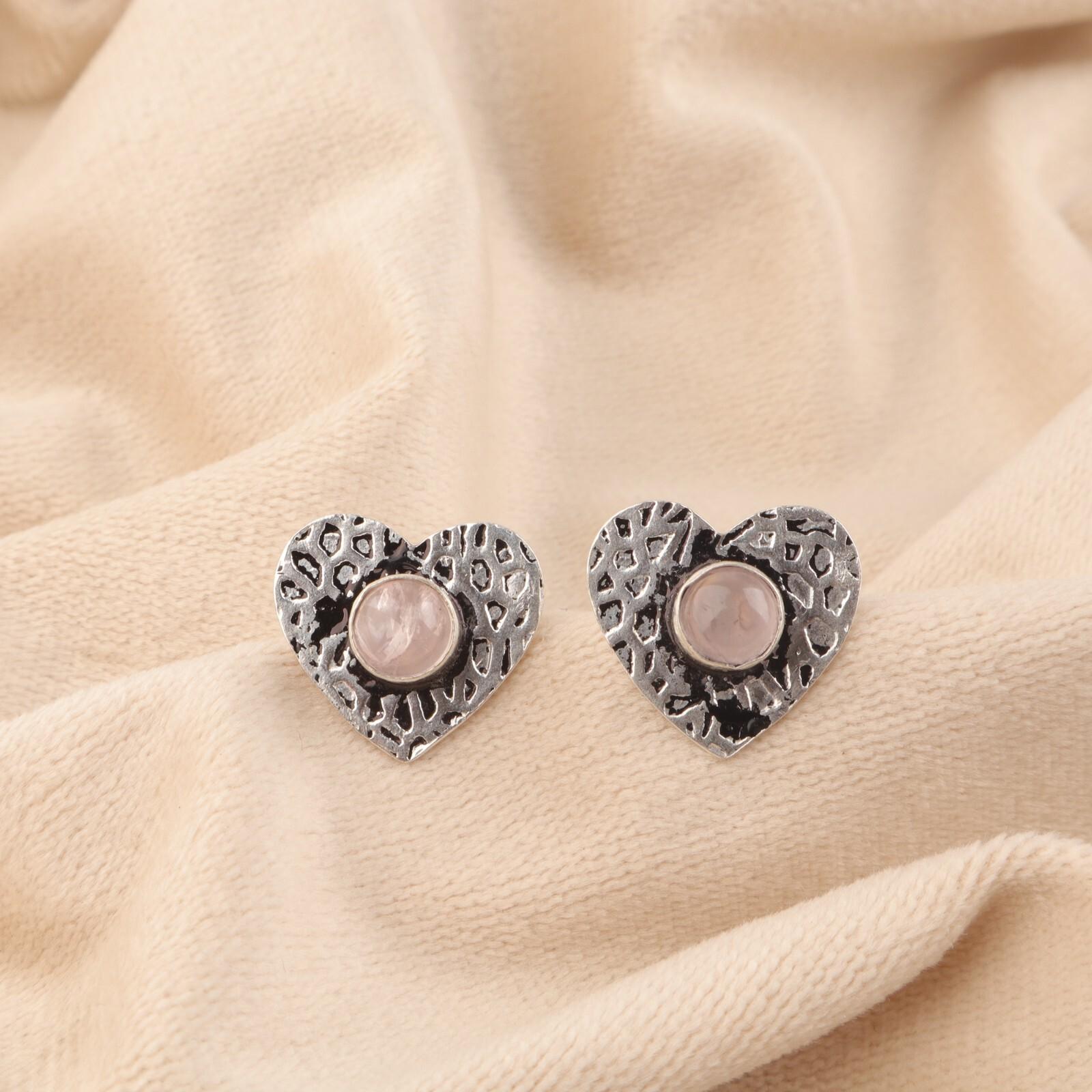 

Камень Розовый Кварц Чакры Сердца Серьги-пусеты из стерлингового серебра с пуссетами-бабочками, подарок жене EE-143-21