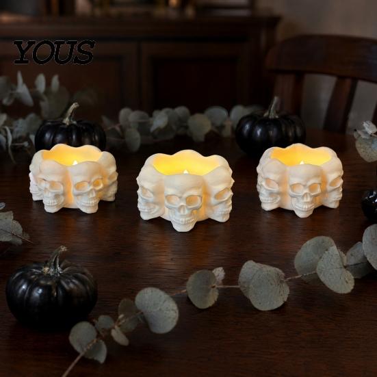 Unique Candle Holders For Halloween 3D Printed Skull Holder, with Internal Groove, Dark Style Holder Ornament, for Tea Wax And LED Candles Atmosphere