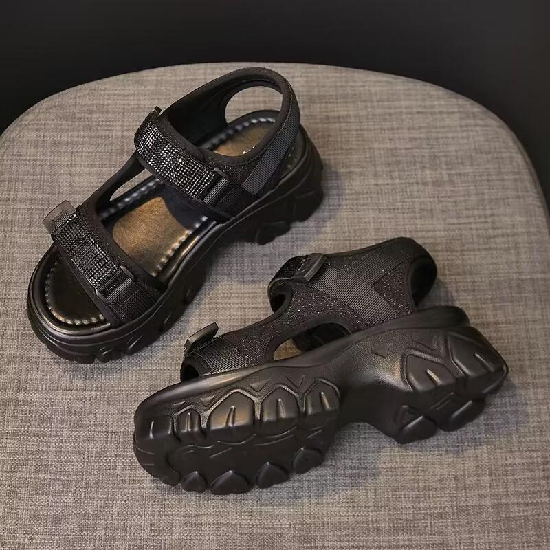 

Жіночі спортивні сандалі 2025 з блискітками - Нековзкі, на товстій підошві, пляжне взуття 38