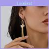 Modern Geometric Tassel Earrings For Women Simple Pearl Gold Design