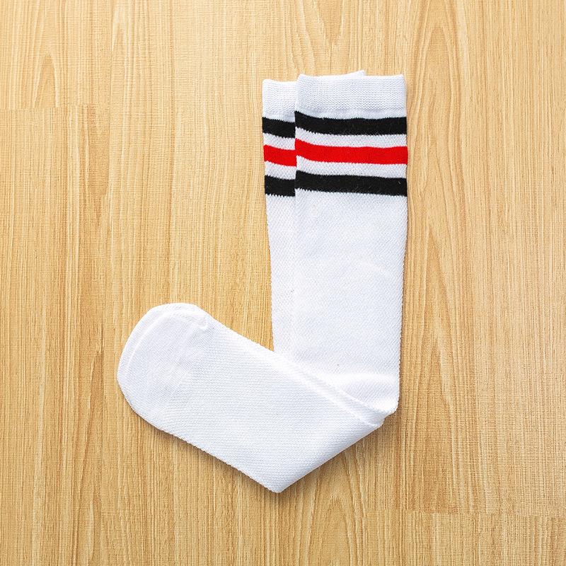 Kids' Three-Stripe Mesh Mid-Calf Cotton Slouch Socks - Breathable Spring & Summer Over-the-Knee Football Socks