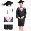 Commencement Outfit Bachelor Uniform Matte Graduation Gown Cap Tassel Set V-Neck Long Sleeve Robe And Ceremonies Photo Props Suit