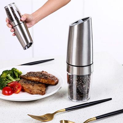 Electric Salt and Pepper Grinders Stainless Steel Automatic Gravity Herb Spice Mill Adjustable Coarseness Kitchen Gadget Sets