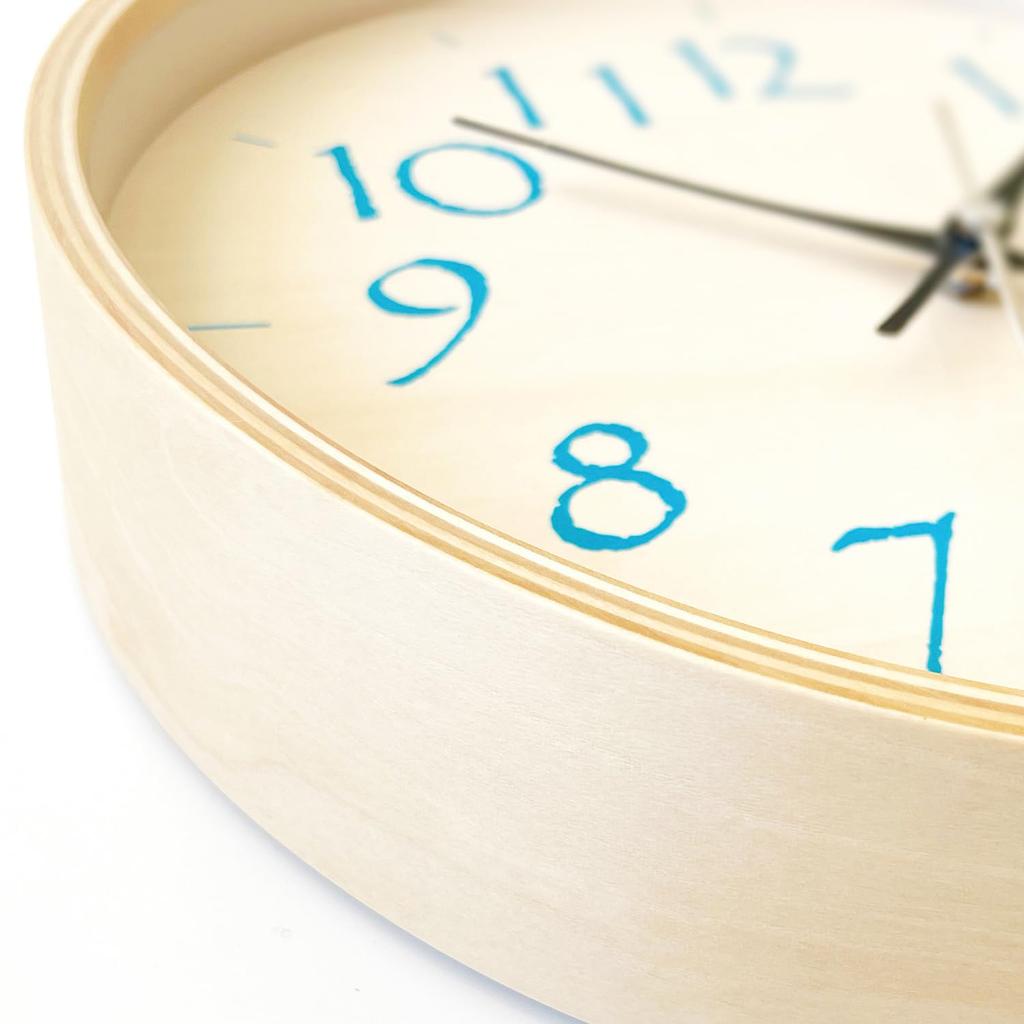 KATOMOKU plywood clock light wall clock with continuous second diameter 21, blue, km-120LB, hand, 25.2cm (quartz clock)