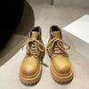 Retro Work Shoes Autumn Winter Thick Bottom High Top Non Slip Warm Casual Boots Leather Lace-up Big Head Tooling Boots