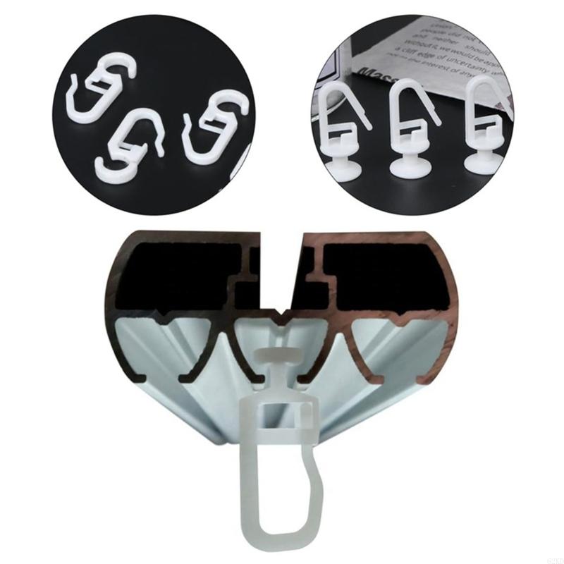 62KD Curtain Installation Set with 50 White Cutain Track Slides Gliders with Folding Hook and 50 S Hook for Home Decors