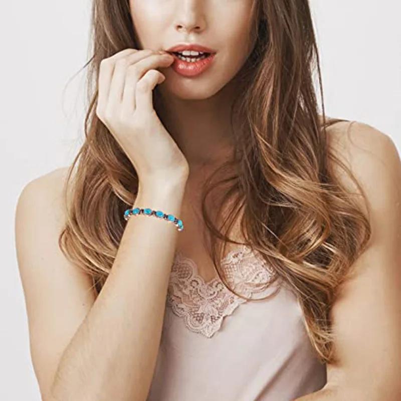 Women'S Classic Health Copper Color Imitation Turquoise Bracelet For Women Blue Stone Magnetic Fashion Ladies Bangle Bio Jewelry
