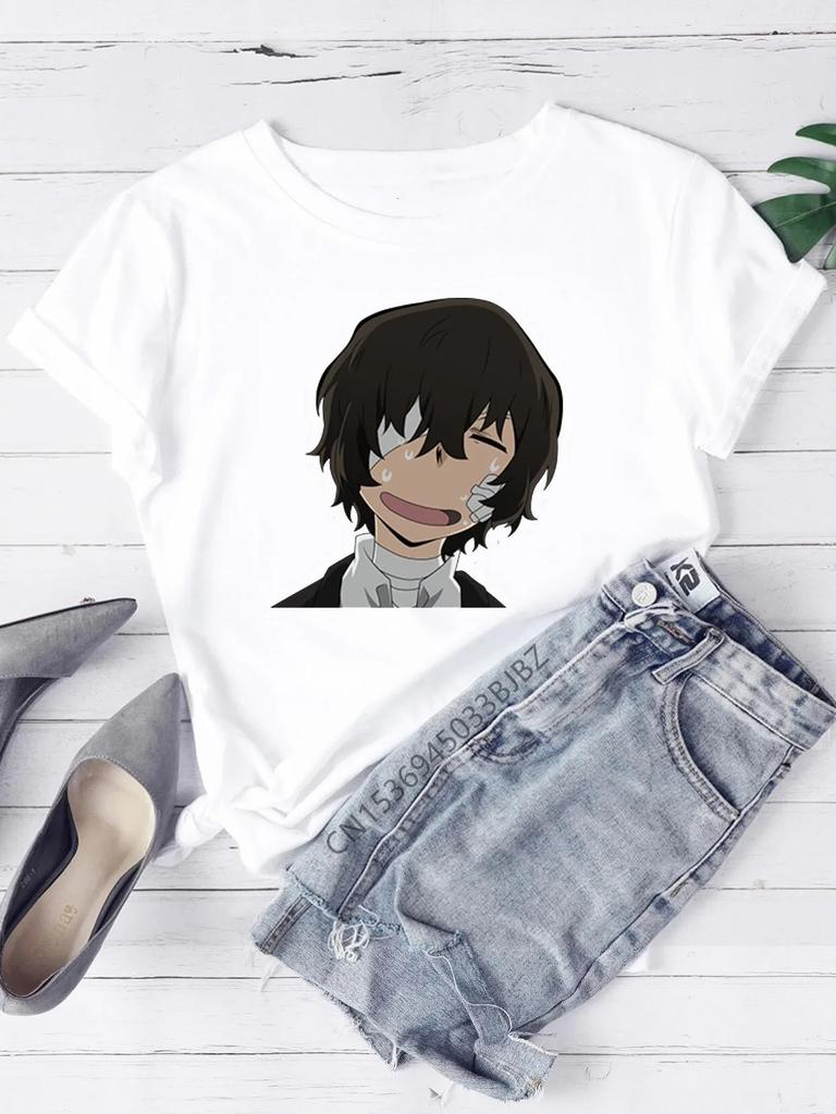 Bungou Stray Dogs T-Shirt Women Crew White Basic Tee Aesthetic Cloth Accessories Short Sleeve O-Neck Female Summer Casual Top