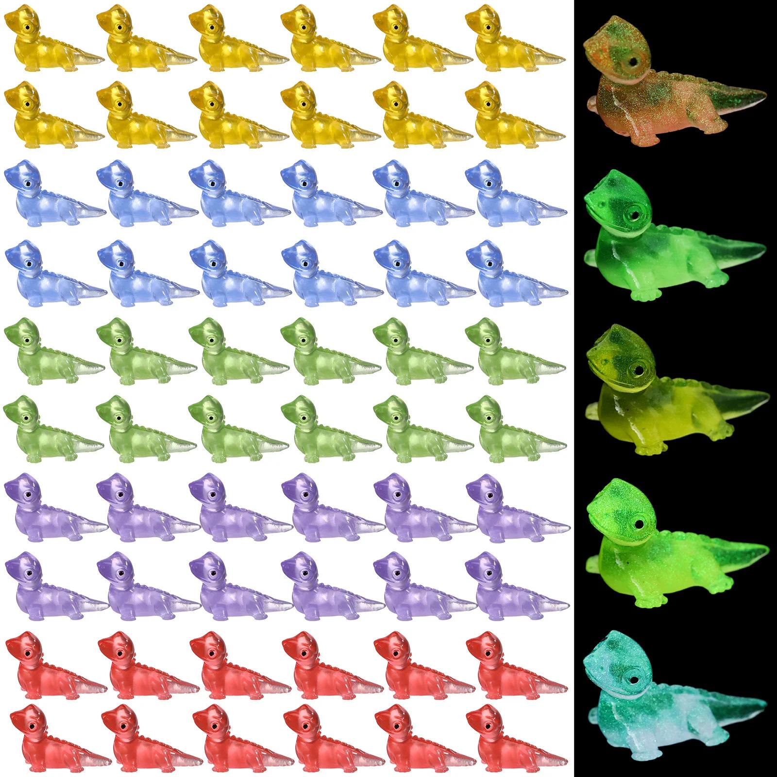 

48 шт. Мини-ящерицы светятся в темноте, ящерицы, виварий, самодельные фигурки-имитации, украшение для сада фей, кавайные животные, аксессуары