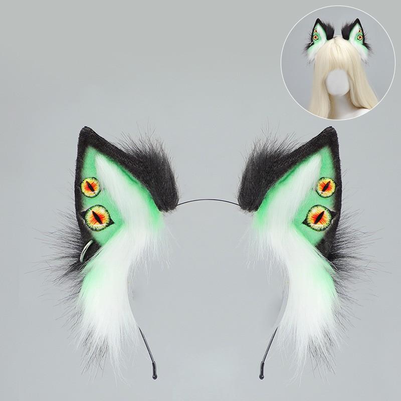 Furry Fox Ear Headband Cosplay Accessory Punk Gothic Demon Cthulhu Wolf Ears Halloween Anime Convention