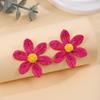 Dopamine Colored Flower Earrings, Vacation Wind Bohemian Wind Contrasting Color Raffia Earrings Women