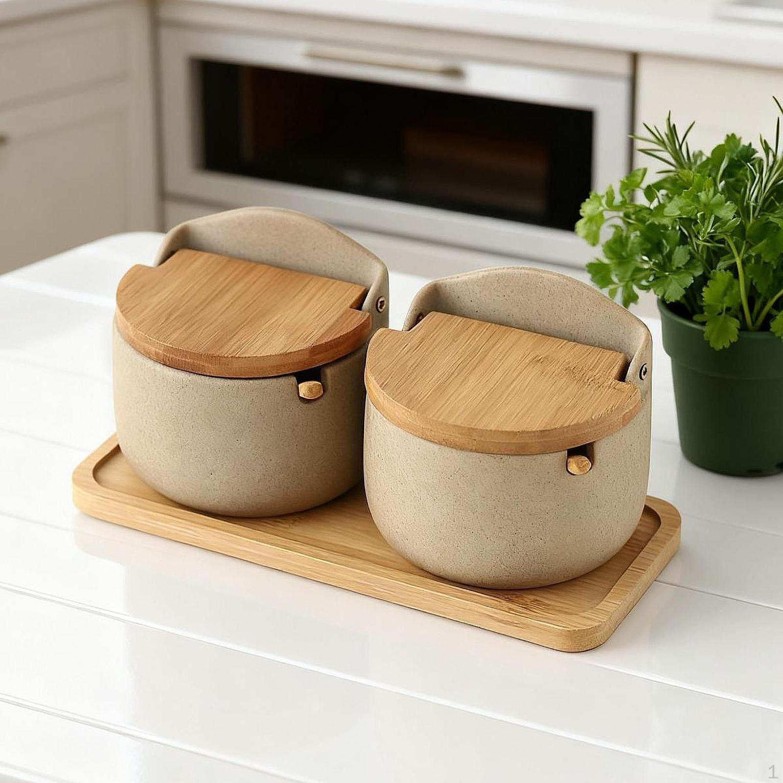 

Керамическая сахарница Керамические банки для хранения Кухонный контейнер с откидной крышкой Ложка Банка для приправ 2Pcs