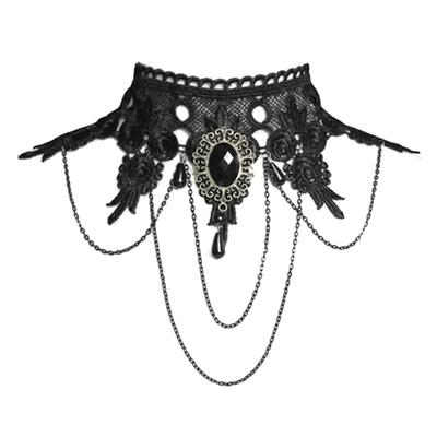 Gothic Spitzenchoker Schwarz Retro Gothic Punk Stil Halskette für Frauen Mädchen für Halloween Dekorationen Party Accessoire