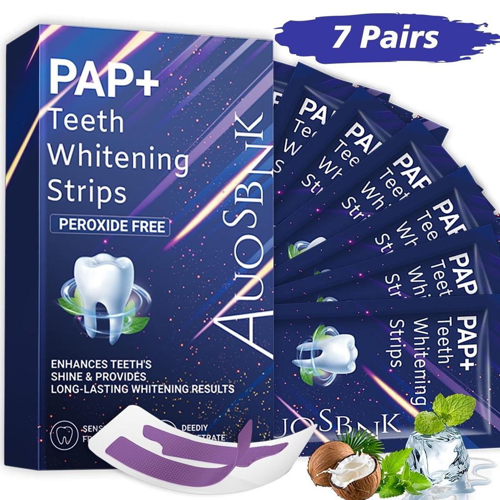 PAP+ Whitening Strips, Zahnschmelzsicher, Entfernen Kaffee- und Raucherverfärbungen, Beste PAP Zahnaufhellungsstreifen für empfindliche Zähne, Weihnachtsgeschenk-7/14/21 Paare