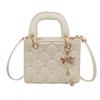 Rhombus Embroidery Thread Small Bag Women's Early Spring New Models, About Posture Fashion Shoulder Messenger Bag, Portable Small Square Bag