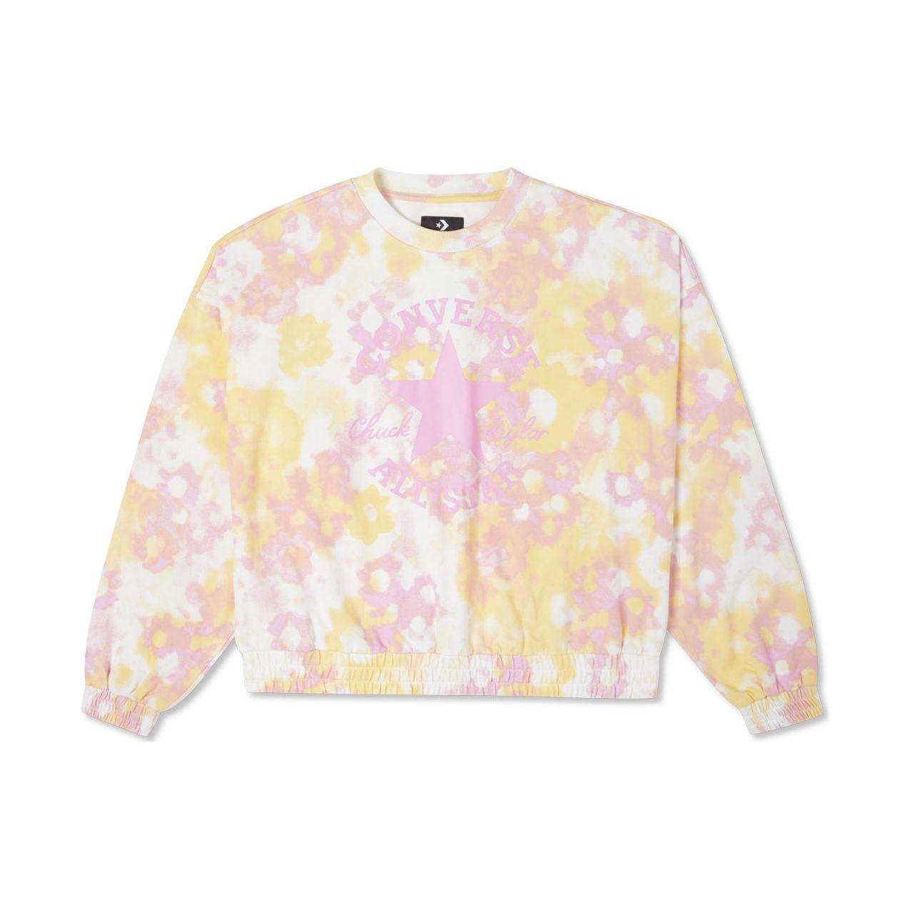 

Свободный крой свитшот с круглым вырезом Converse с цветочным принтом, женские топы, розовый 10023196-A01