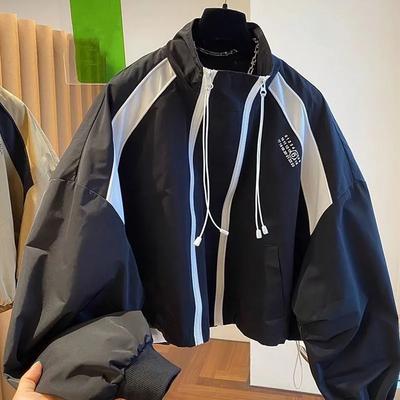 Damen Frühling Herbst Design Jacke Locker Lässig Stehkragen Reißverschluss Oberbekleidung Weiblich