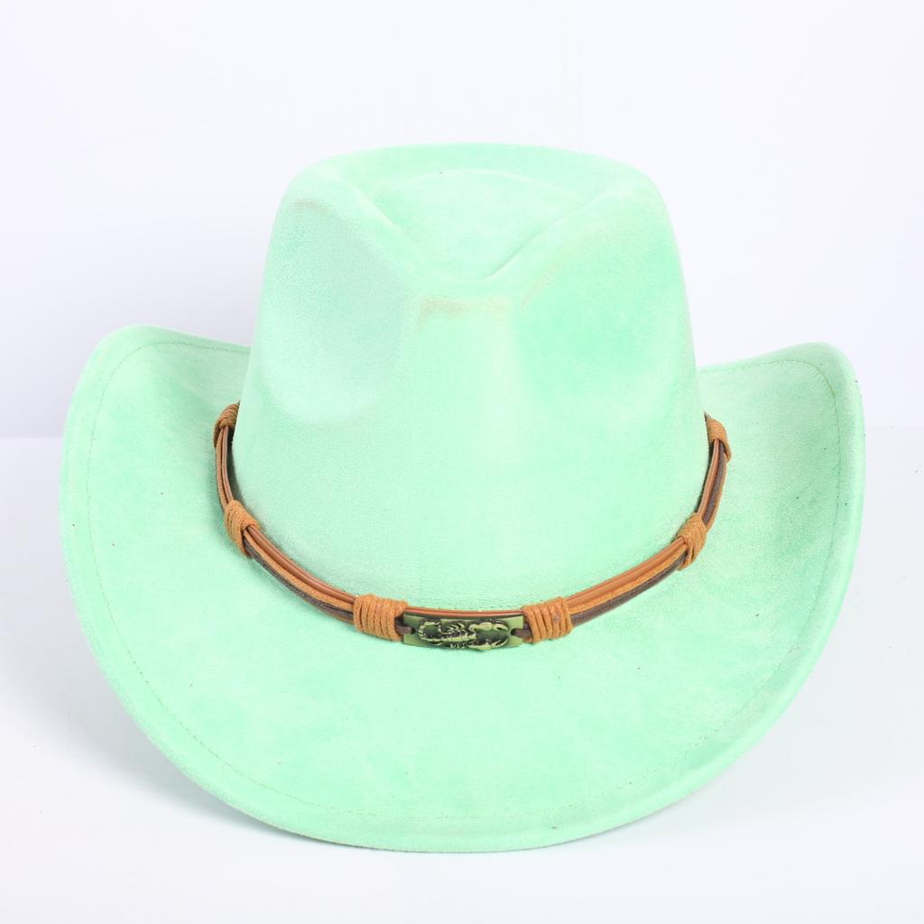 Popular European and American classic suede western cowboy hat men's and women's fashion LO style peach heart cowboy hat