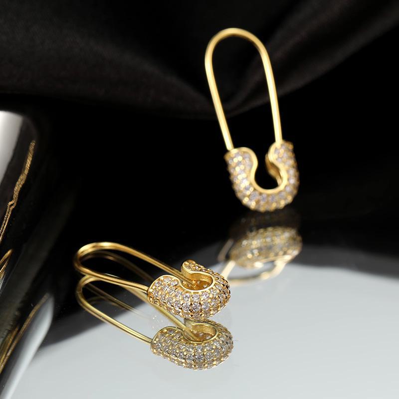 Banyan Tree S925 Silver Korean Paper Clip Diamond Earrings - Trendy Personalized Jewelry for Women