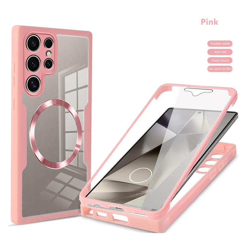 For Magsafe 360 Full Body Front Back Clear Phone Case For Samsung Galaxy S25 S24 S23 S22 Ultra Plus S21 FE Magnetic Cover