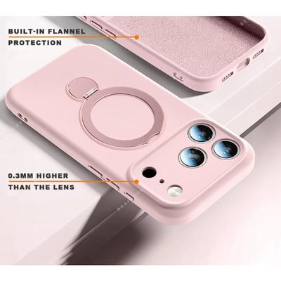 Liquid Silicone Magnetic Phone Bracket Case For iPhone 17 13 14 15 16 Pro Max Air Plus Magsafe Stand Holder Protector Cover
