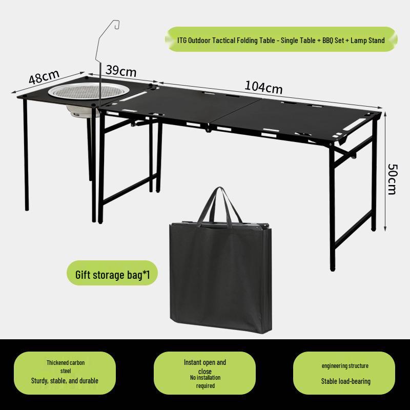 Hydraulic Tactical Folding Table: Portable, Lightweight, No-Assembly Outdoor Camping and Picnic Gear.