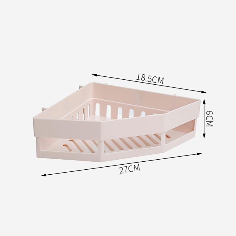 Wall Mount Corner Tripod Shelves Home Kitchen Bathroom Plastic Organizer Shelf Shampoo Toothbrush Holder Drain Basket