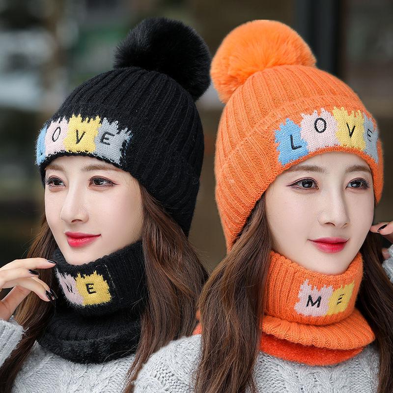 Hat Women's Winter Trendy Fashion Versatile Warm Knitted Hat Windproof Ear Protector Hat Fleece Thickened Wool Hat Women's