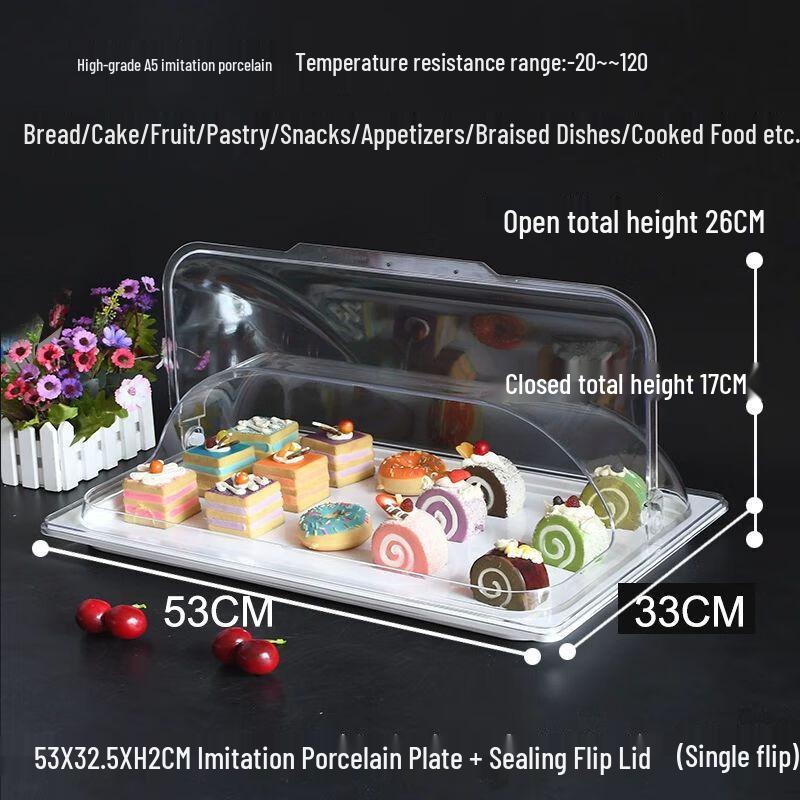 Clear Flip Cover Food Display Tray