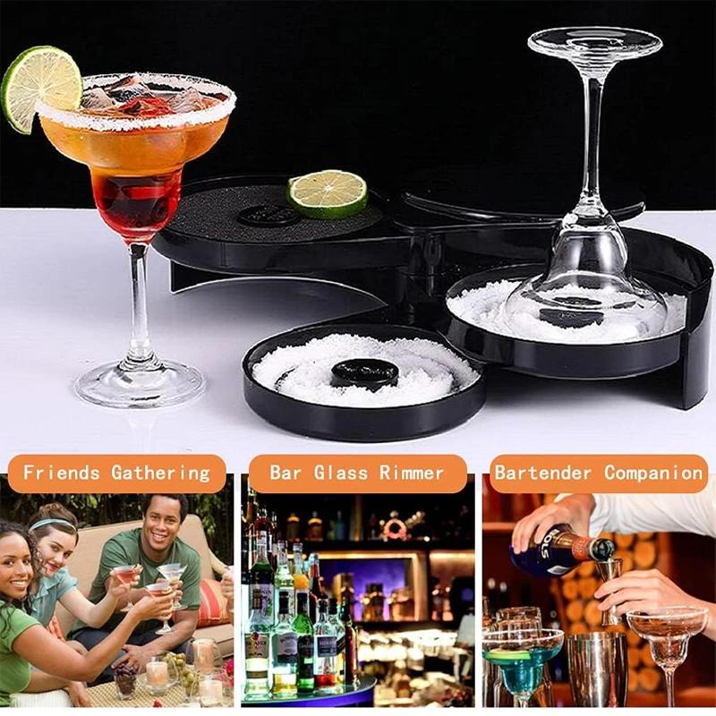 3-Tier Salt Rimmer Margarita and Cocktail Rimmer Set Foldable Portable Salt and Sugar Rimming Spice Container Bar Accessories