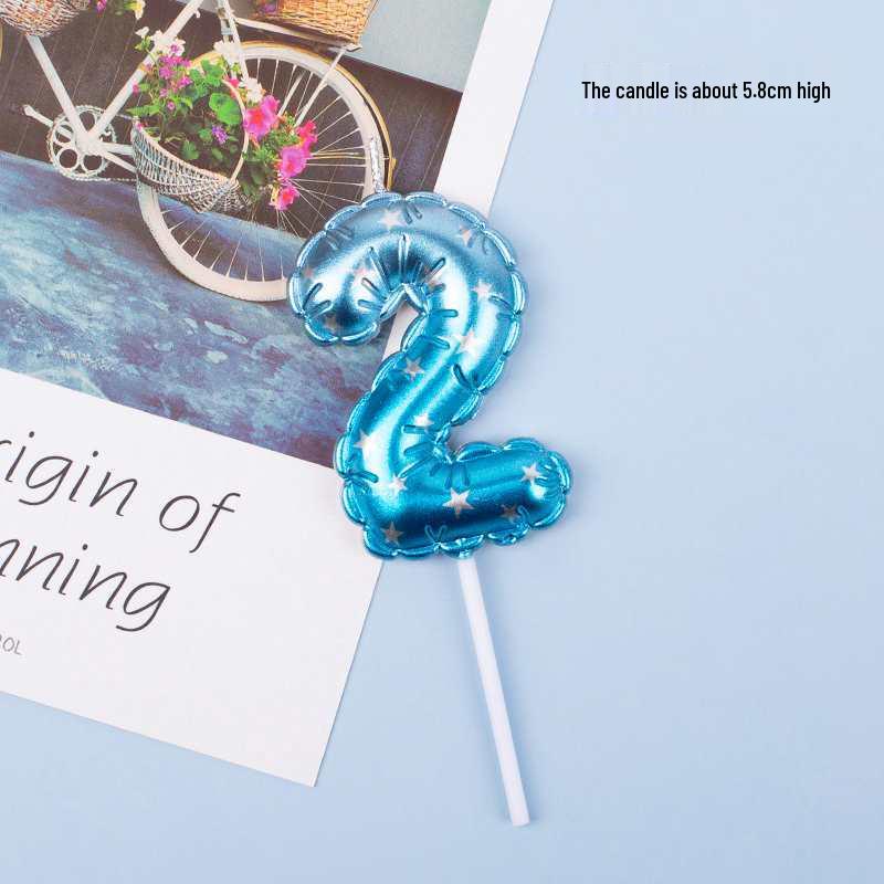 Large Rainbow Laser Number Balloons and Candles for Birthday Cakes and Party Decorations