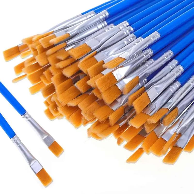 Set de Pinceaux de Peinture Art Rond Plat Poils en Nylon Pinceau à Peinture Huile Acrylique Aquarelle Pinceau Enfants/Artistes/Débutants/Étudiants