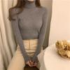 High Neck Solid Color Knit Sweater - Women's Long Sleeve Korean Style Pullover for Autumn/Winter