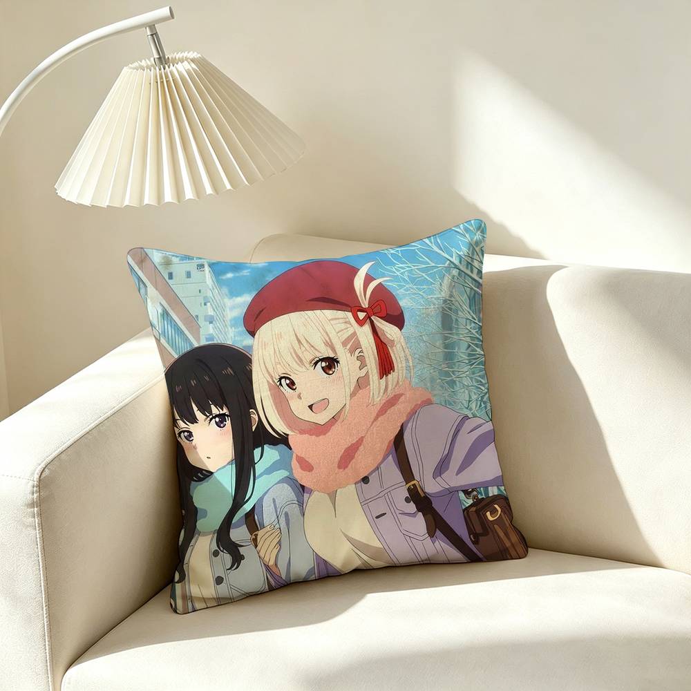 L-Lycoris Recoil Chisato Takina  Pillow Case Square Double-Sided Sofa Cushion Cover Bedroom Bedside Pillow