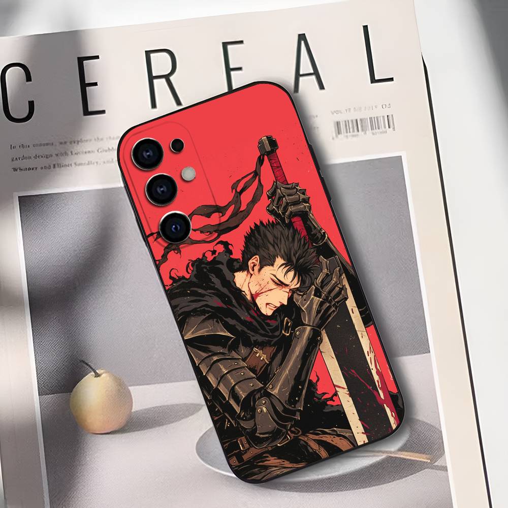 Soft Black B-Berserk Guts Phone Case for Samsung S25/S24/S21/S22/S23/S30/Ultra/S20/Plus/Fe/Lite - Protective Cover