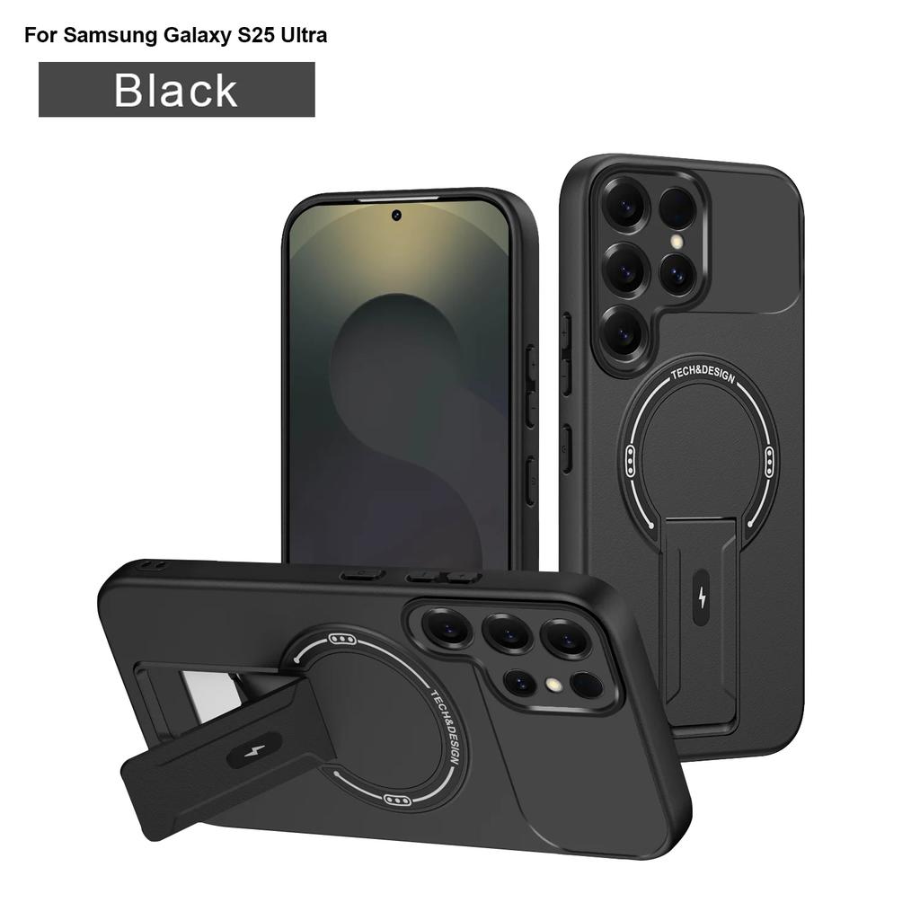 Matte Fold Ring Holder Phone Case For Samsung S26 Ultra S24 Plus S23 S22 S25 Ultra For Magseafe Magnetic Protection Cover