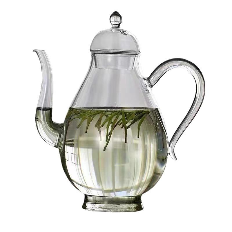 JUSTINLAU 450/650ML Imitation Song-style Teapot Brewing Puer Green Tea Kettle High-borosilicate Glass Water Jug Home Teaware