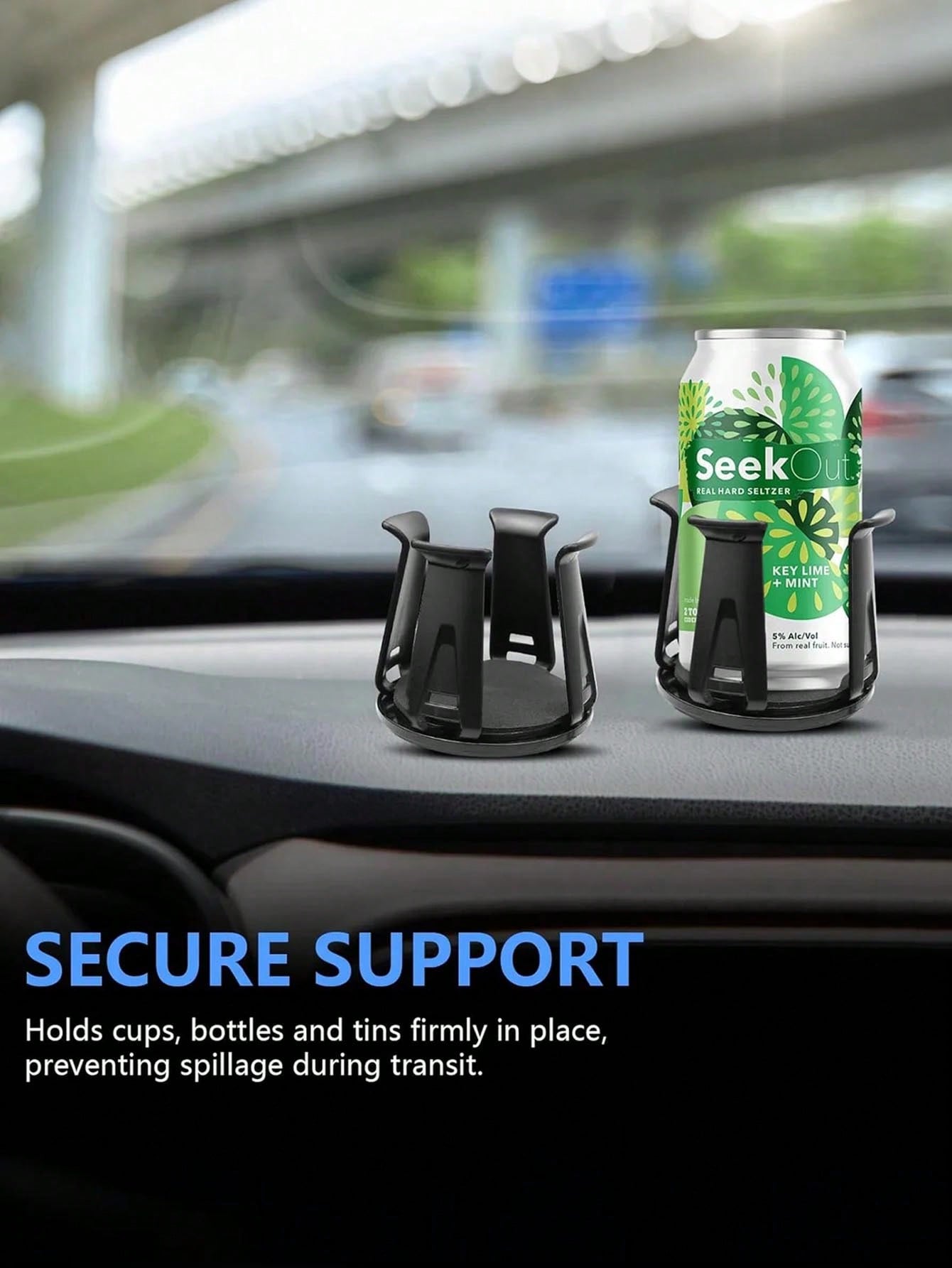 

Set of 2 Car Cup Holders, Upgraded Self-Adhesive Clip-On Cup Holders, Essential Stick-On Car Cup Holders for Securing Water Cups