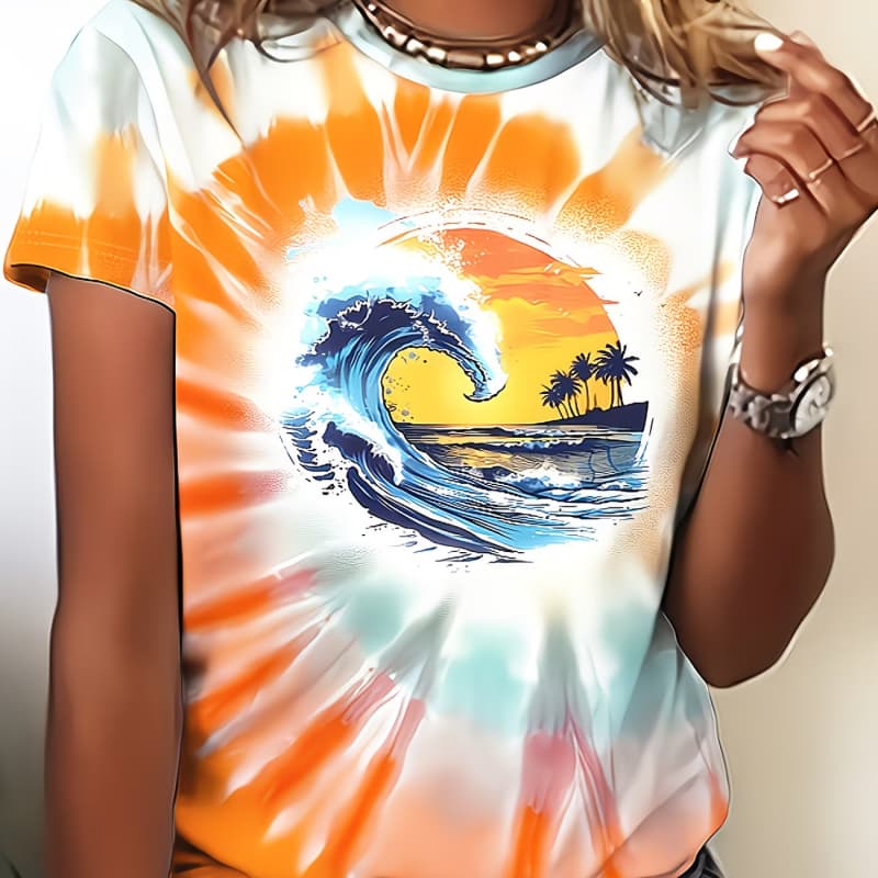Round neck casual short-sleeved T-shirt, fashionable short-sleeved round neck top S