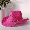 2026 Melesh Western-style Ginger Cowboy Hat with a Flexible Brim The Bohemian Style Is Perfect for Sun Protection On the Beach.