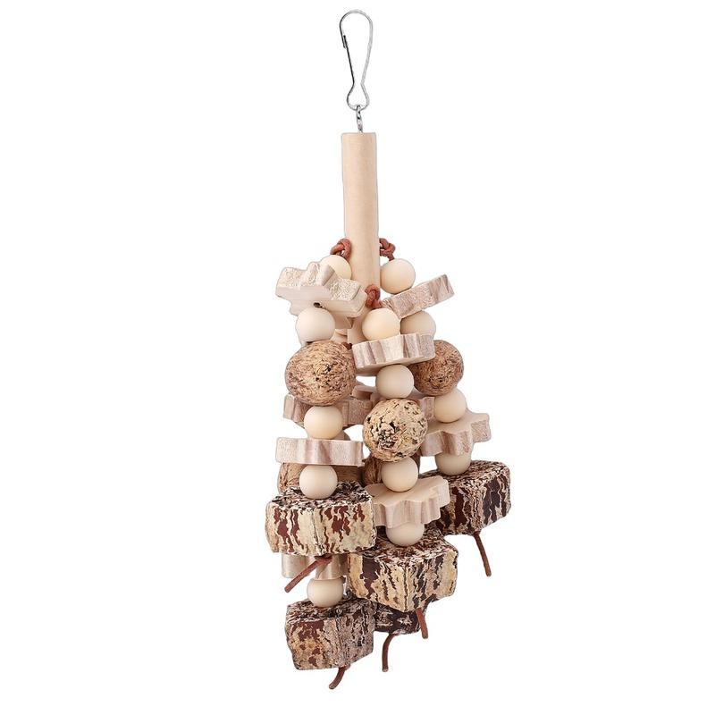 Beech Wood Wooden Chewing Toy Nut Grinding Texture Hanging Hanging Bird Toy Beak Grinding Interactive Play