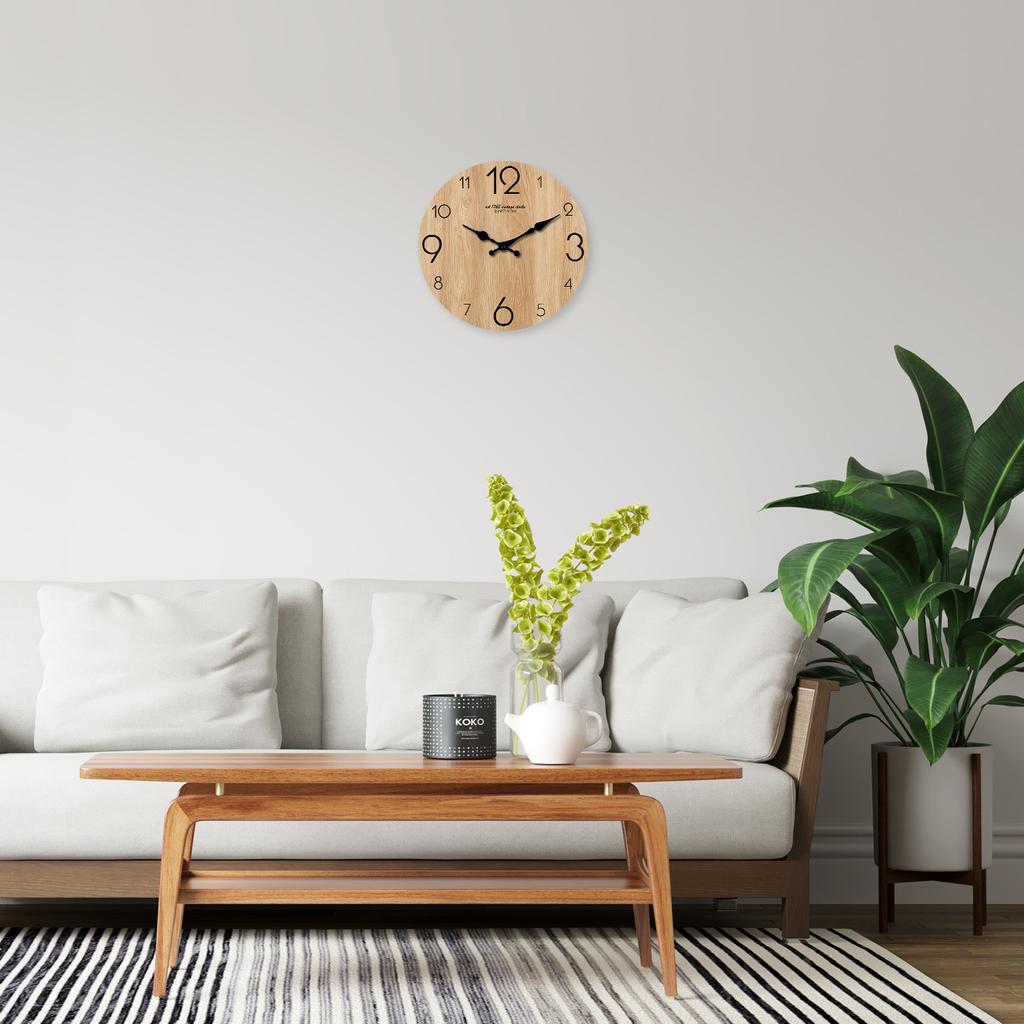 Modern Imitation Wood Grain Texture Pattern Wooden Wall Clock, Living Room Bedroom Kitchen Home Decoration Wall Clock, 10 Inches 12 Inches  No Battery