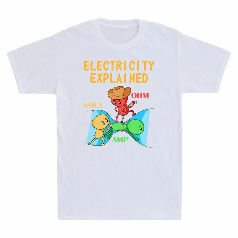 Ohm Volt Amp Electricity Explained Funny Electrician Nerd Men s Novelty T Shirt S