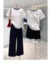 Women's Slimming Elephant Embroidery Round Neck Short-Sleeve T-Shirt - 100% Cotton, Youthful Design