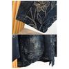 DIMANAF 2026 Herbst Winter Große Größen Damen Jeansjacken Mantel Kurz Lässig Print Floral Locker Knöpfe Blau Vintage Oberbekleidung