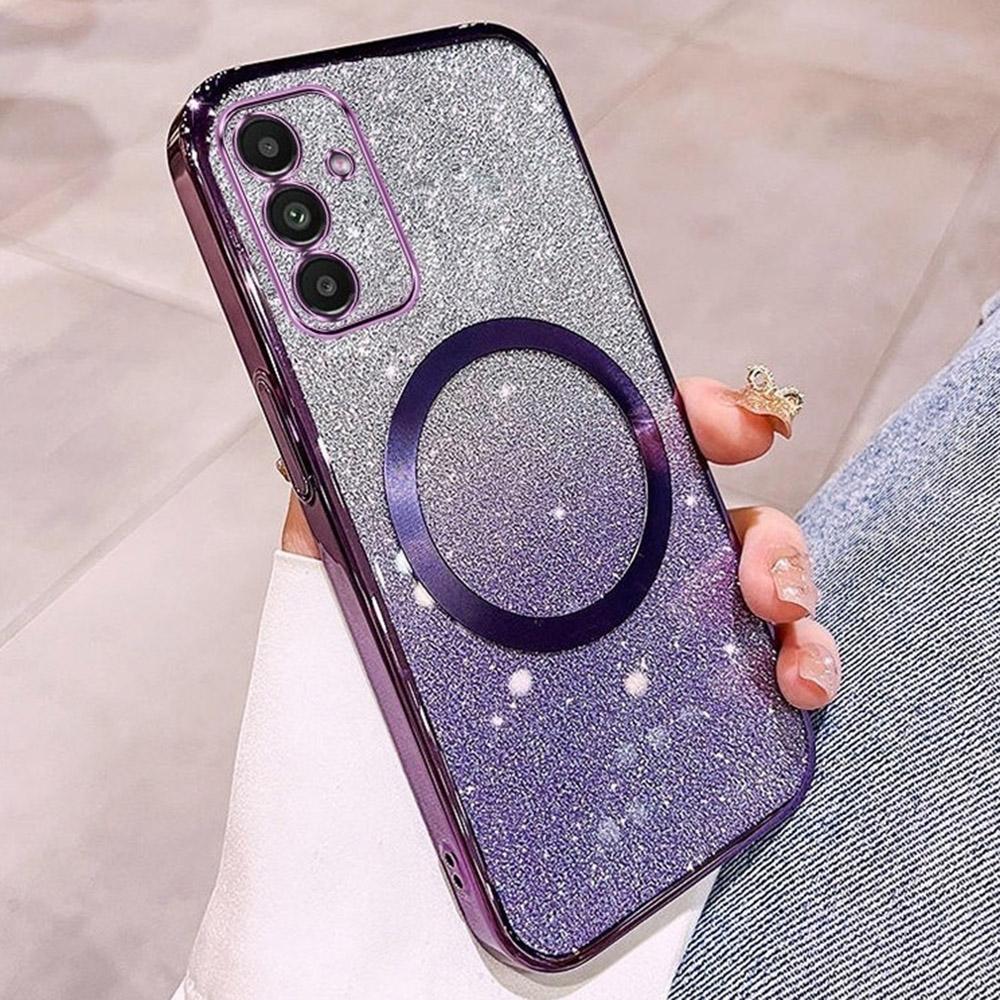 

For Samsung Galaxy A34 5G Case Compatible with MagSafe Electroplated Gradient Glitter TPU Phone Cover Purple
