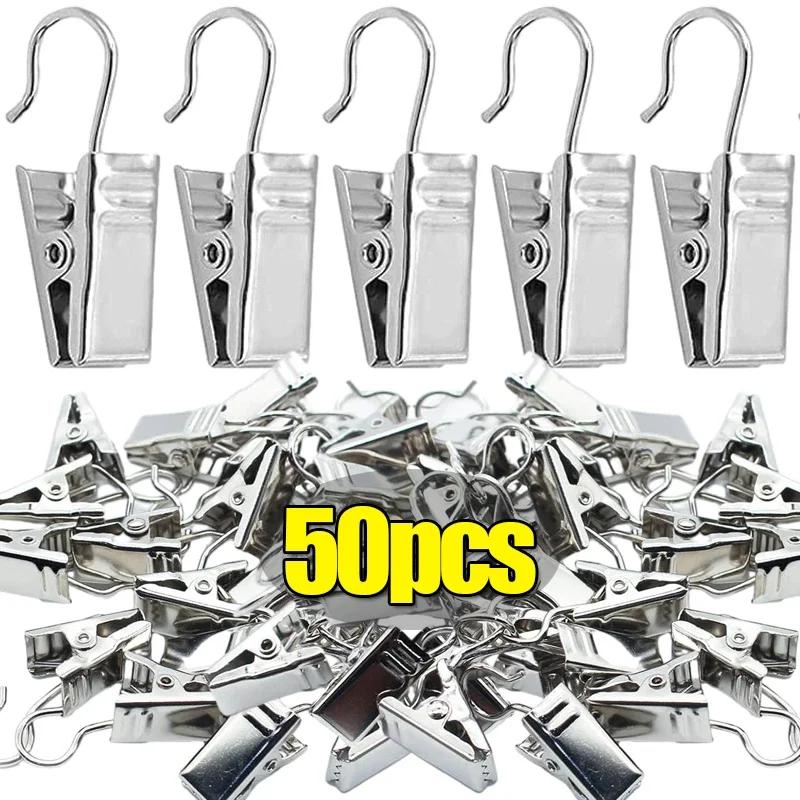 10/50Pcs Metal Mini Curtain Clips with Hook Multifunctional Shower Curtain Hook Home Photos Decoration Clips Window Accessories