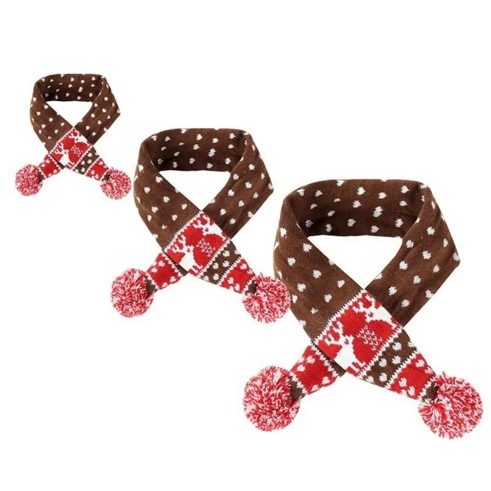 Striped Pet Christmas Scarf with Hair Ball Christmas Pet Scarf Stylish Pet Holiday Scarf for Pets