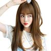 Women's Long Straight Wig with Air Bangs - Age-Reducing Fluffy Hairpiece